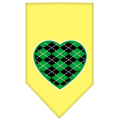 Argyle Heart Green Screen Print Bandana Yellow Small